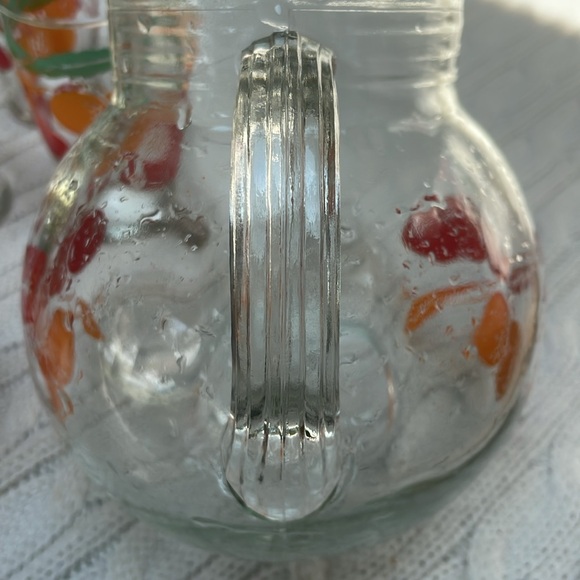 VTG 1950s Anchor Hocking 40oz Juice pitcher & five 4oz glasses orange tomato - Picture 11 of 11